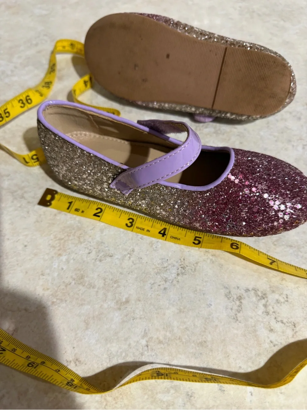 Felix & Flora Girls Pink Purple Glitter Mary Jane Dress Shoes Sz 12 Approx